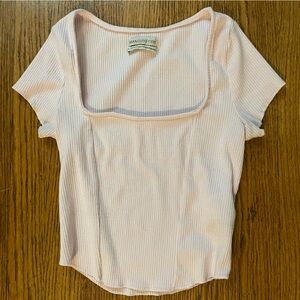 Urban Outfitters Ribbed Square Neck Short Sleeve Crop Top